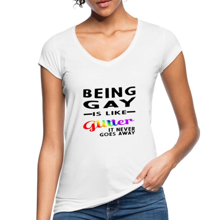 being-gay-is-like-glitter-frauen-vintage-t-shirt-weiss