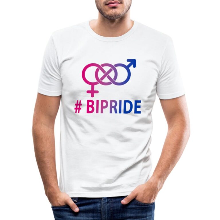 hashtag-bipride-maenner-slim-fit-t-shirt-weiss