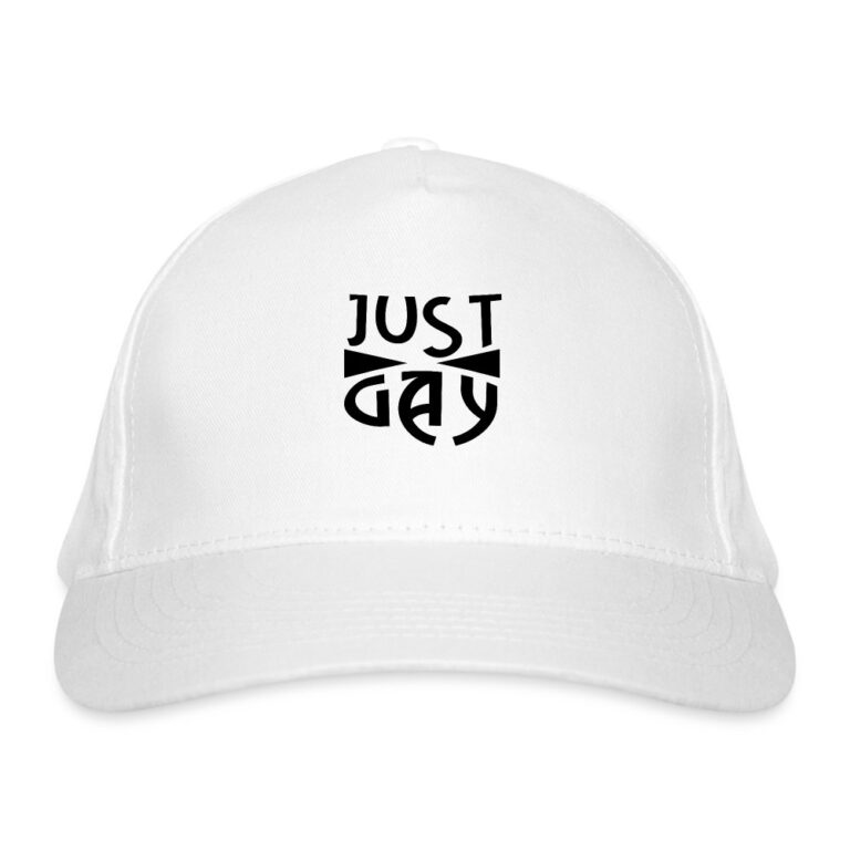 just-gay-bio-baseballkappe-weiss
