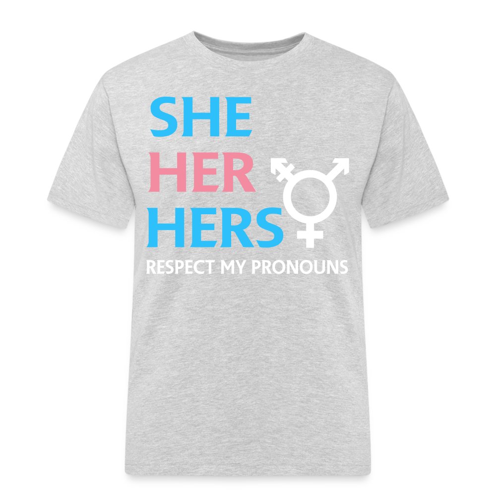 lbgtq-pronoun-transgender-she-her-hers-maenner-workwear-t-shirt-grau-meliert