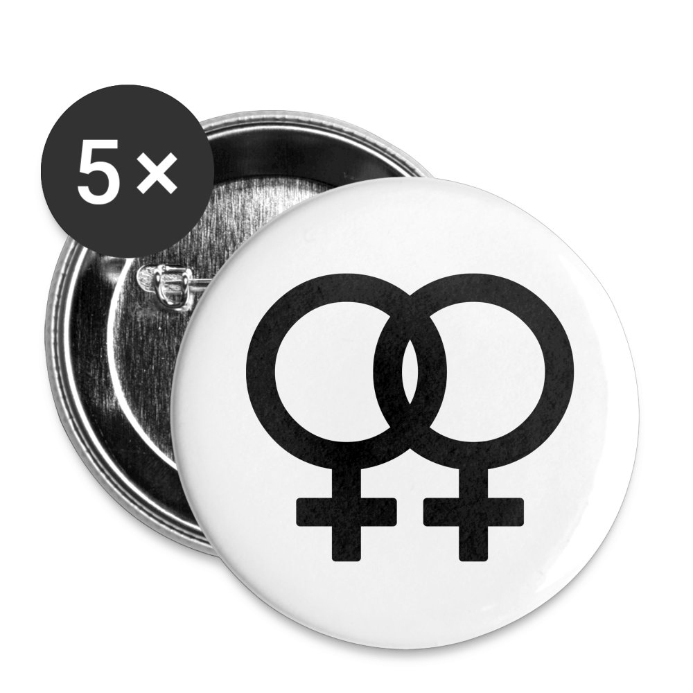 Lesbian Pride Gender Signs - Buttons klein 25 mm (5er Pack) Weiß