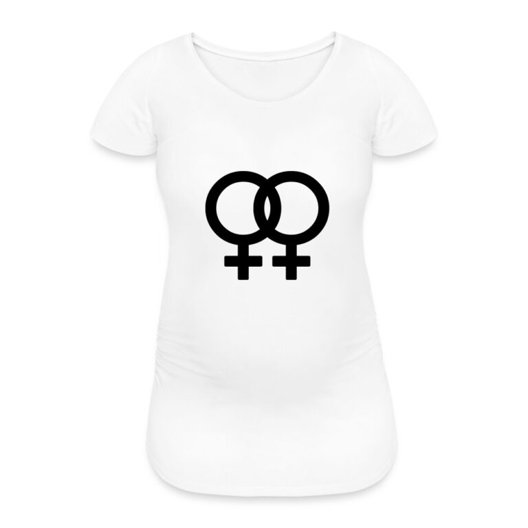 lesbian-pride-gender-signs-frauen-schwangerschafts-t-shirt-weiss