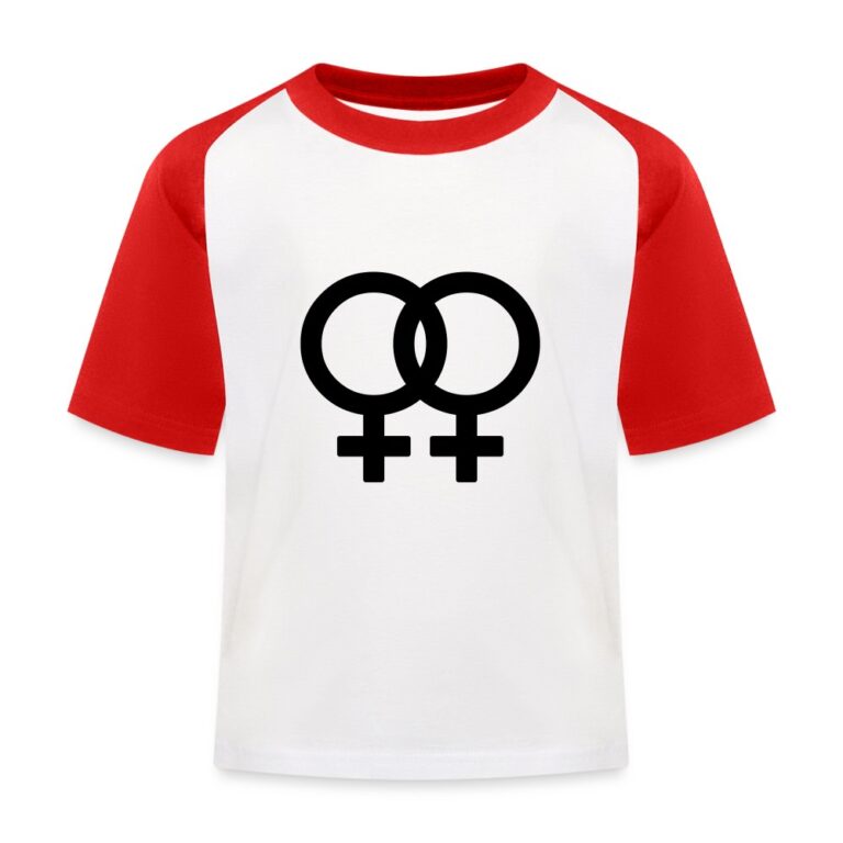 lesbian-pride-gender-signs-kinder-baseball-t-shirt-weiss-rot