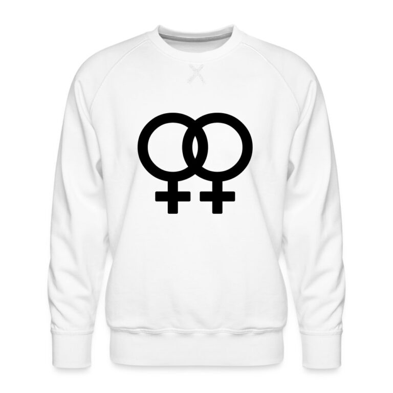 lesbian-pride-gender-signs-maenner-premium-pullover-weiss