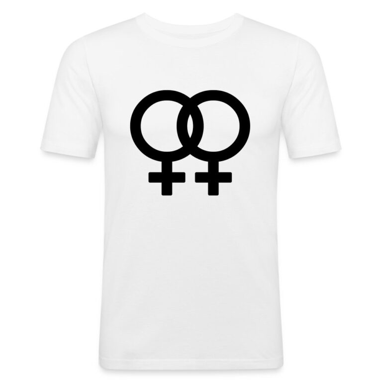 lesbian-pride-gender-signs-maenner-slim-fit-t-shirt-weiss