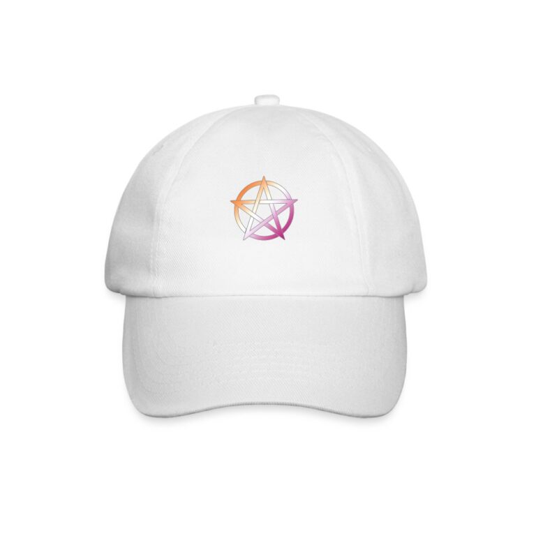 lesbian-pride-pentagramm-baseballkappe-weiss-weiss