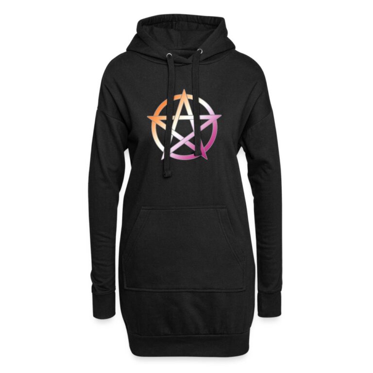lesbian-pride-pentagramm-hoodie-kleid-schwarz