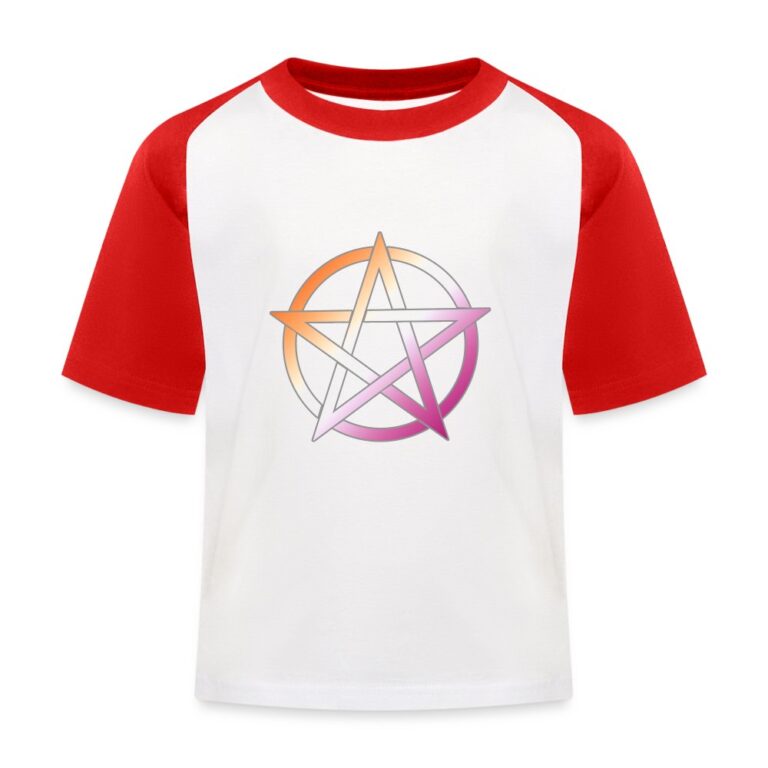 lesbian-pride-pentagramm-kinder-baseball-t-shirt-weiss-rot