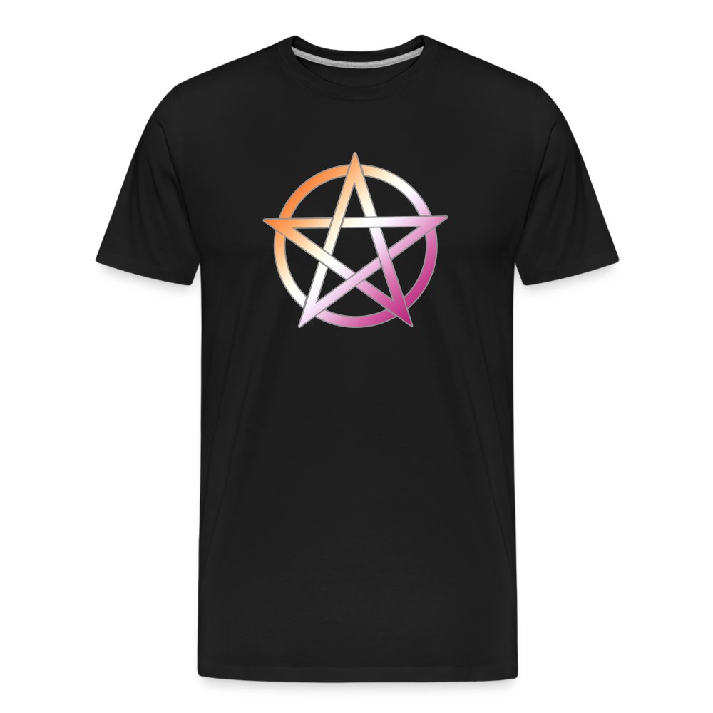 lesbian-pride-pentagramm-maenner-premium-bio-t-shirt-schwarz