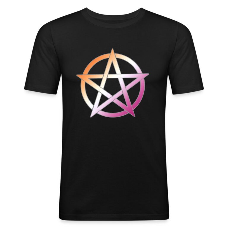 lesbian-pride-pentagramm-maenner-slim-fit-t-shirt-schwarz