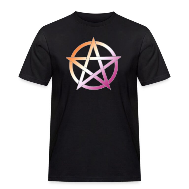 lesbian-pride-pentagramm-maenner-workwear-t-shirt-schwarz