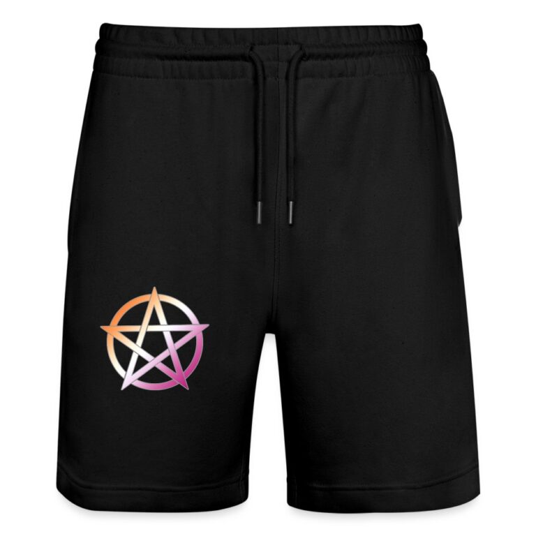 lesbian-pride-pentagramm-stanleystella-unisex-bio-joggingshorts-trainer-schwarz