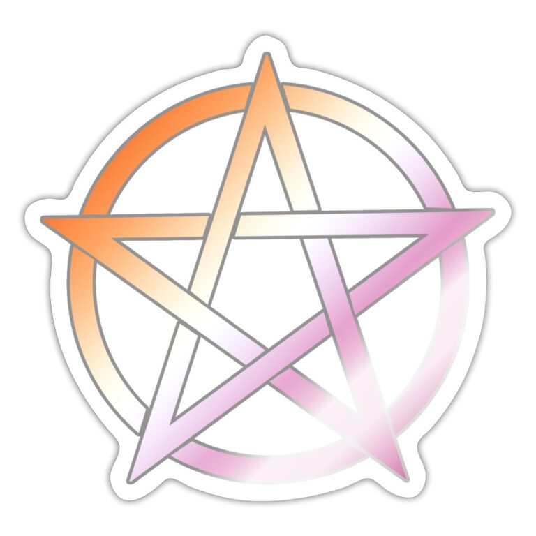 lesbian-pride-pentagramm-sticker-weiss-glaenzend