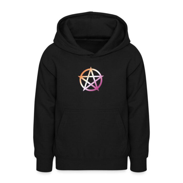 lesbian-pride-pentagramm-teenager-hoodie-schwarz
