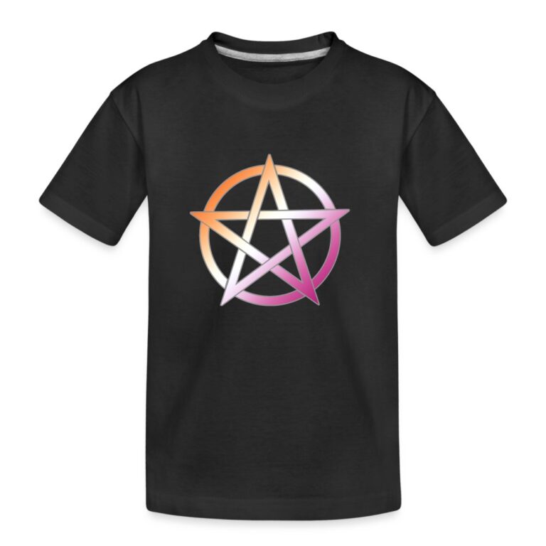 lesbian-pride-pentagramm-teenager-premium-bio-t-shirt-schwarz