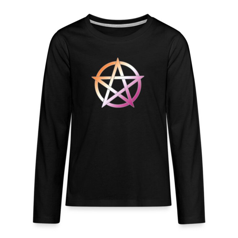 lesbian-pride-pentagramm-teenager-premium-langarmshirt-schwarz