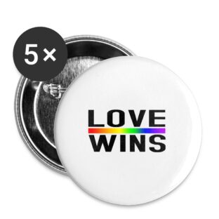 Love Wins - Buttons groß 56 mm (5er Pack) Weiß