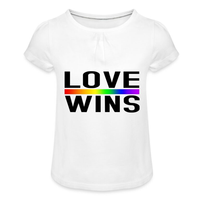 love-wins-maedchen-t-shirt-mit-raffungen-weiss