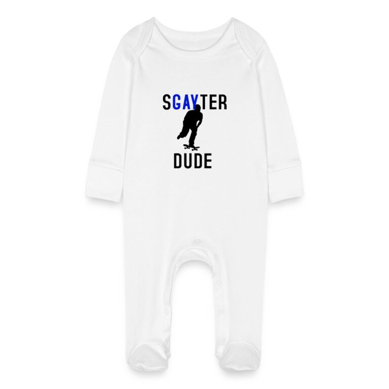 sgayter-dude-baby-bio-schlafanzug-mit-kratzhandschuhen-weiss