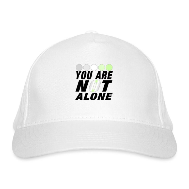 you-are-not-alone-agenderflux-pride-bio-baseballkappe-weiss