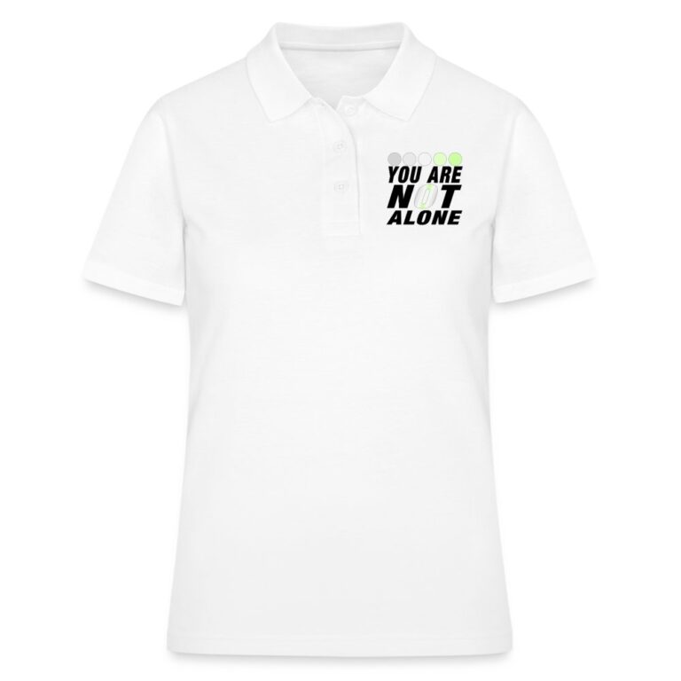 you-are-not-alone-agenderflux-pride-frauen-polo-shirt-weiss