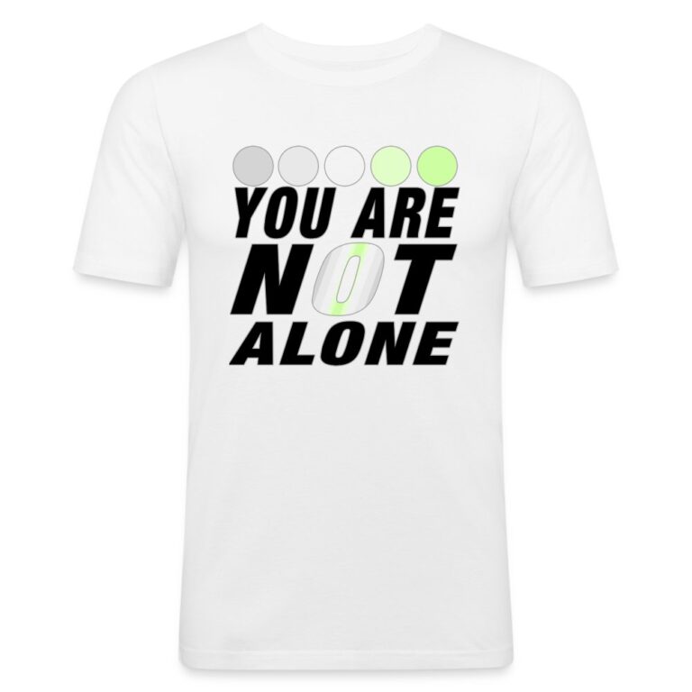you-are-not-alone-agenderflux-pride-maenner-slim-fit-t-shirt-weiss