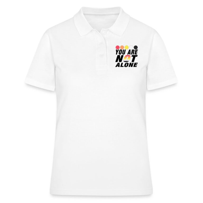 you-are-not-alone-akiosexual-pride-frauen-polo-shirt-weiss