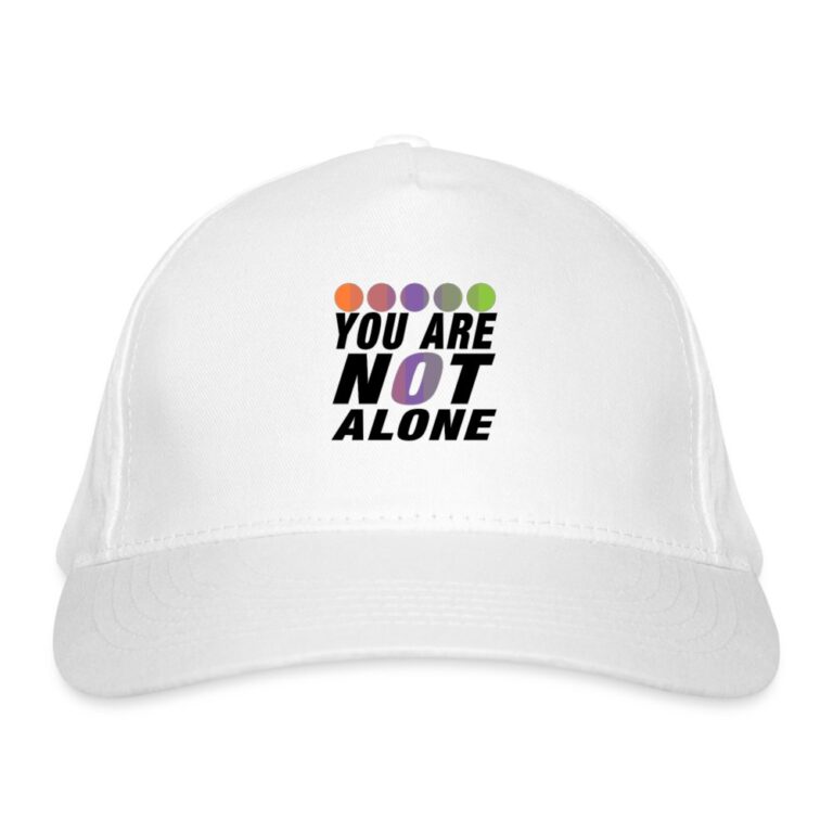 you-are-not-alone-aliagender-pride-bio-baseballkappe-weiss