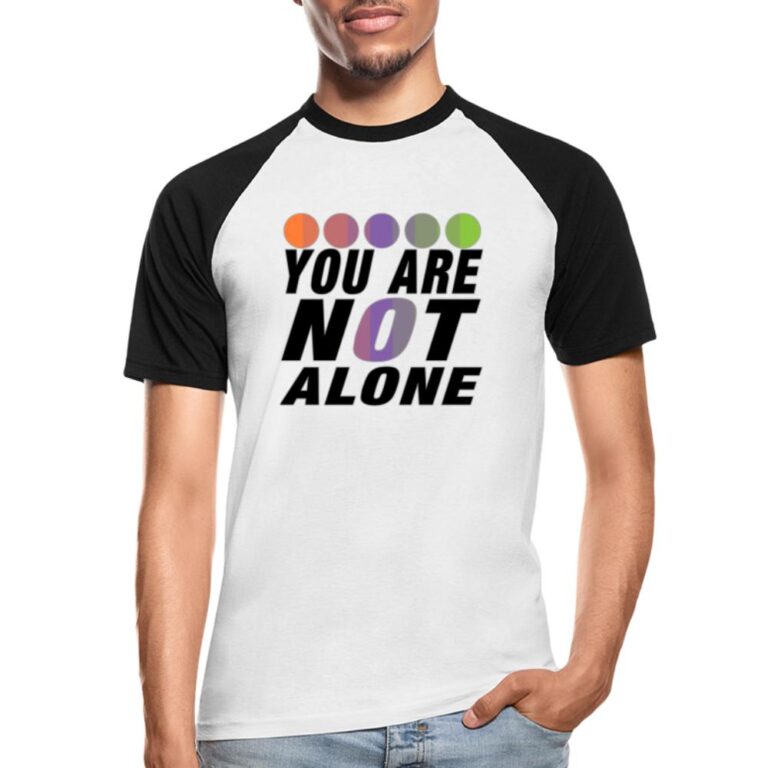 you-are-not-alone-aliagender-pride-maenner-baseball-t-shirt-weiss-schwarz