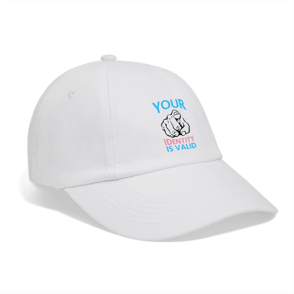 your-identity-is-valid-transgender-pride-baseballkappe-weiss-weiss