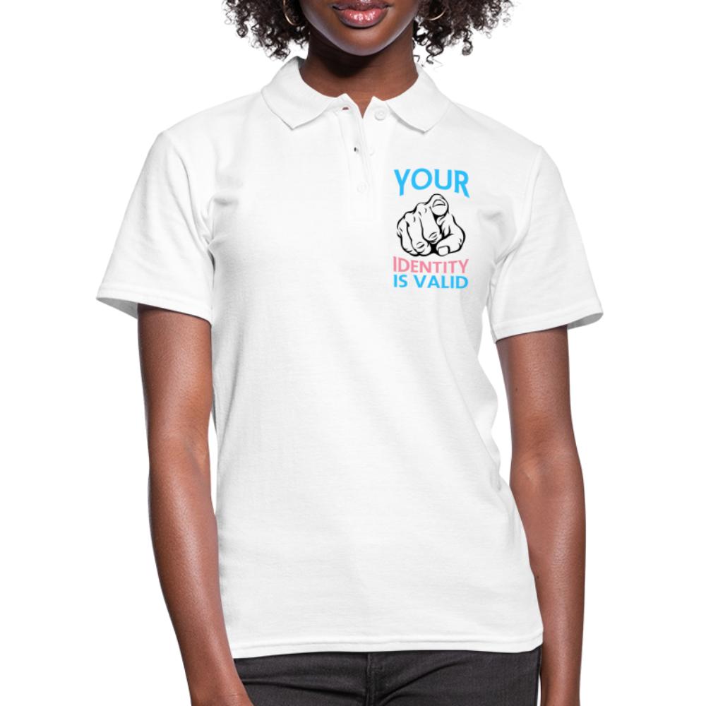your-identity-is-valid-transgender-pride-frauen-polo-shirt-weiss