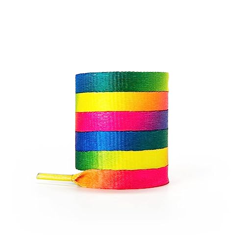 CCSOFTIME 2 Paar Bunte Schnürsenkel Flach 8mm Breite Sneaker Schuhbänder Regenbogen für Sportschuhe Turnschuhe,Ersatz Rainbow Shoelaces für Converse Chucks Nike Air Force,150CM