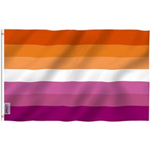 ANLEY Fly Breeze 3x5 Fuß Sonnenuntergang Lesbian Pride Flag - Lebendige Farbe und UV-Lichtechtheit - Leinwandkopf und doppelt genäht - Sunset Pride mit Messingösen 3 x 5 Ft