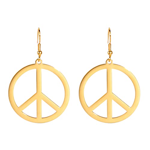 Peace Sign Symbol Ohrringe Geometrische Große Runde Statement Ohrringe Hippie Studs Schmuck Accessoires Mädchen Frauen (gold)