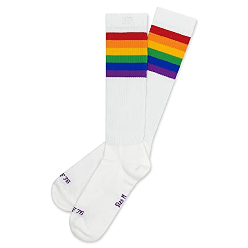 Spirit of 76 Herren & Damen Bunte Retro Tennissocken Baumwolle kniehoch 35 36 37 38 Gay Pride Streifen Rainbow Hi (S)