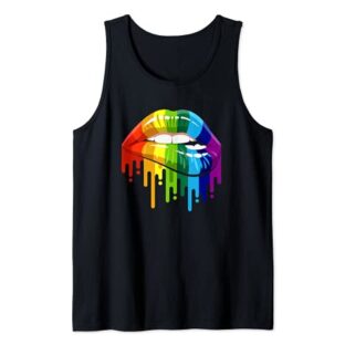 Pride LGBT Kussmund Lippen Herzen Regenbogen Tank Top