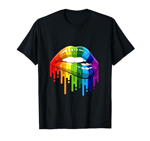 LGBT Regenbogen Kussmund TeePride Gay CSD Geschenk T-Shirt