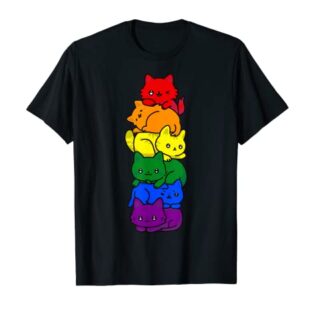 Regenbogen Flagge Pride Monat LGBTQ Regenbogen Katze T-Shirt