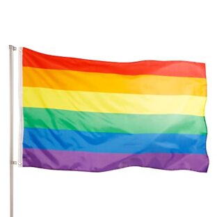 PHENO FLAGS Premium Regenbogen Flagge 90x150 cm - Extrem Wetterfeste Fahne mit Metall-Ösen und spezieller Versiegelungstechnik - Doppelt gesäumt mit brillanten und lebendigen Farben