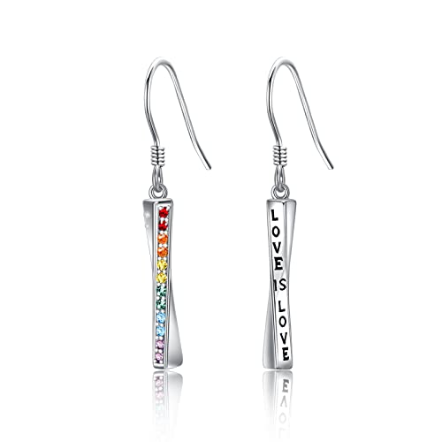 ABIGY LGBT Ohrringe Regenbogen LGBT Ohrstecker Damen 925 Sterling Silber LGBT Stolz Bar Ohrringe Liebe ist Liebe Ohrringe Homosexuell Stolz Schmuck Geschenk Weihnachten Geburtstag