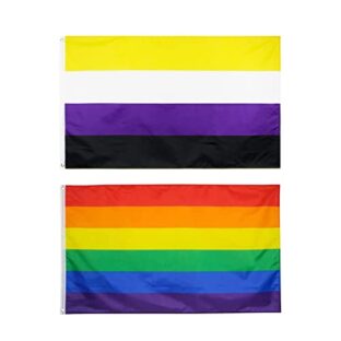 Quesuc Regenbogen Flagge,Non-Binary Pride Flag,UV Verblassen Beständig mit Messing-Ösen,Lebendige Farbe, Rainbow Stolz banner Kann für Drinnen und Draußen Verwendet Werden（150 * 90cm）