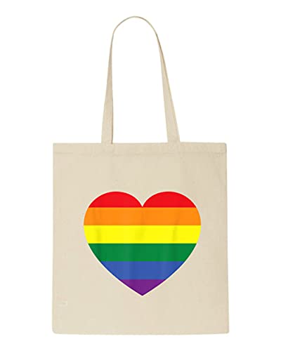 Rainbow Heart LGBT Pride Statement Einkaufstasche, Beige - beige - Größe: Einheitsgröße