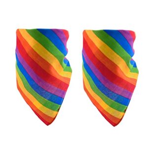 KAIAIWLUO Kopftuch Rainbow Regenbogen Muster,2 Stück Regenbogen Gestreiften LGBT Stolz Bandana Stirnband Armband Kopftuch Set Große Indoor Outdoor LGBT Regenbogen Fahne Gay Pride Festival