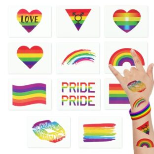 COLOFALLA 33 Blätter Pride Tattoos LGBT Tattoos Regenbogen Tattoo Regenbogen Gesicht Aufkleber LGBT Pride Party Accessories Gay Pride LGBT Sticker Deko für Pride Day