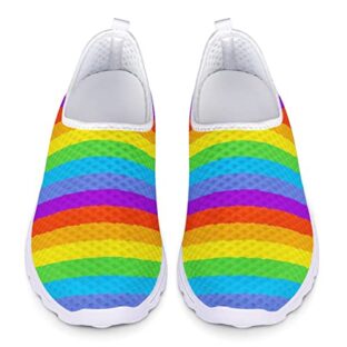 Dolyues 3D Bunte Regenbogen LGBT Druck Atmungsaktive Schlüpfen Turnschuhe Frauen Beiläufig Trainer Wanderschuhe 39 EU