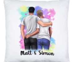 Kiddle-Design Schwules Pärchen Kissen inkl. Füllung | Personalisiert LGBT Paar Gay Couple Geschenk Namen Pride Week Rainbow 40x40cm