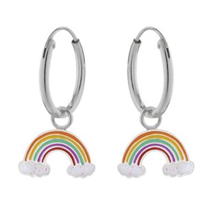 LOVE YOUR CITY Ohrringe, Creole kleiner Regenbogen. Schmuck Geschenke für Mädchen, Kinder, Kinderschmuck aus 925 Sterling Silber mit Emaille. Kommt in kleiner Geschenkbox.