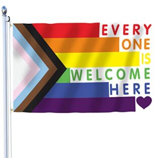 DOMINICK Progress Pride Flag,Esportic Regenbogen Flagge,LGBT Regenbogen Gay Flagge,Rainbow Pride Flag Lesbian Gay Parade Home Dekoration Weatherproof Gay Pride Flag With Brass Eyes(150x90cm)