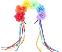 minkissy Schwules Blumenstirnband Regenbogen-stirnbänder Zum Stolztag Haarkrone -haarband Lgbtq-verbündeten-symbol Stolz-tageskrone Pride-day-stirnband Schleife Damen Halloween Hut