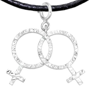 Lesbisch Schmuck Geschenk Anhänger Charm mit Halsband von PRIDE Fashion Jewelry - Lesbische LGBTQ Accessoires für LGBT Pride und Festivals - Handgefertigt in Prag (Lesbian Schmuck, Silber Platiniert)